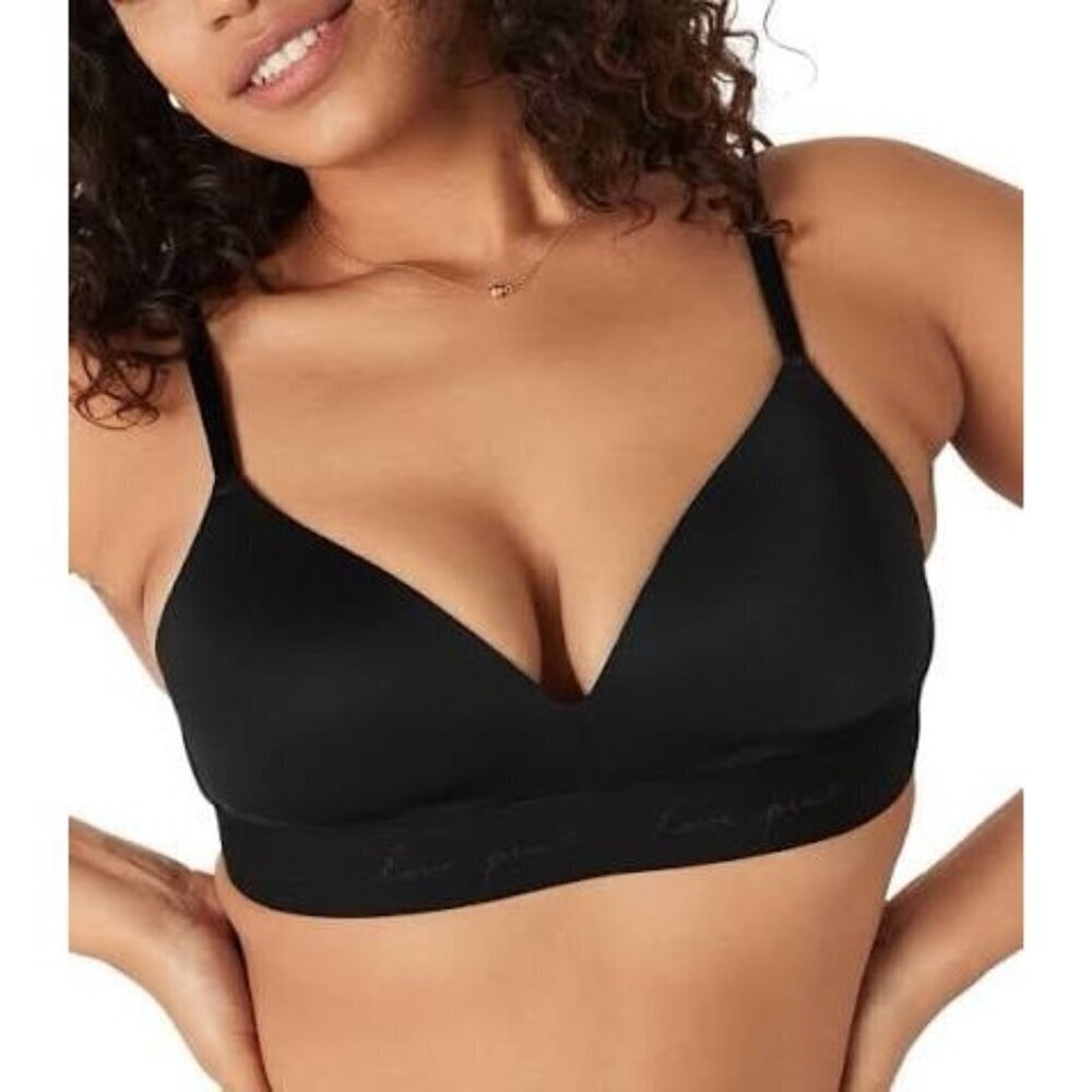Victorias Secret PINK 38D Bra Black Wear Everywhere Wireless Push Up Back Close